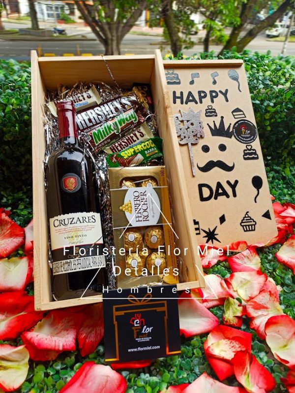 Caja De Vino Y Chocolates Souza Flor Miel Flor Miel