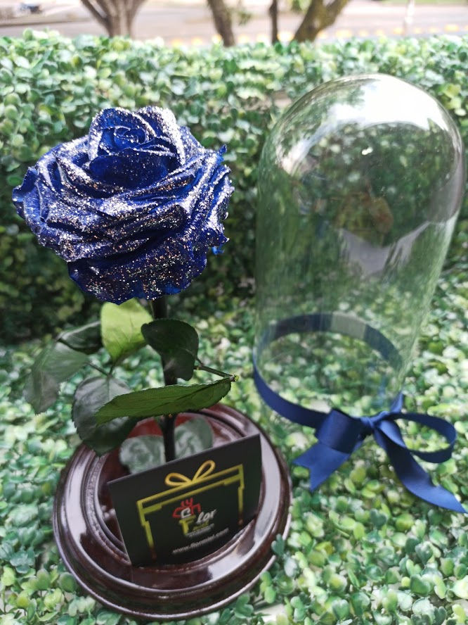 Rosa Preservada Azul Escarchada Flor Miel | FLOR MIEL