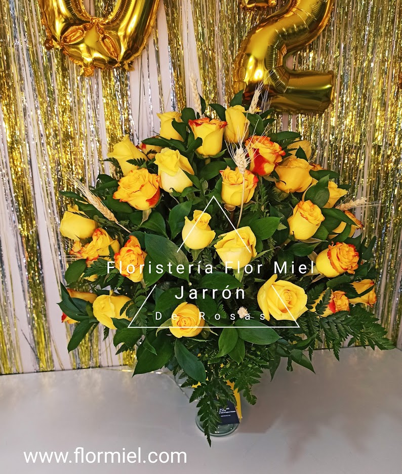 Jarrón de Rosas Amarillas Flor Miel | FLOR MIEL