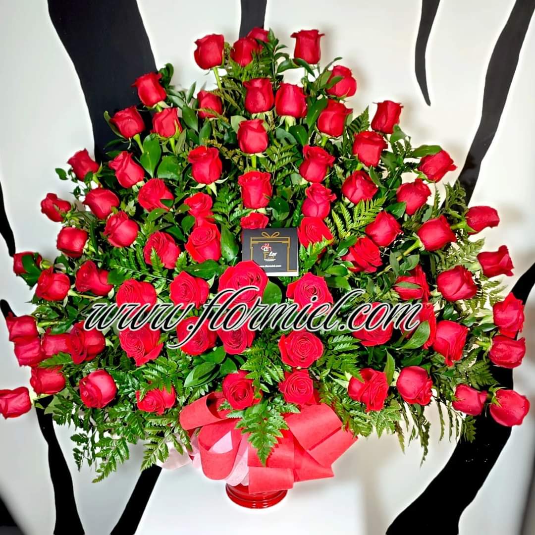 Jarrón Floral 100 rosas Semi Redondo Flor Miel | FLOR MIEL