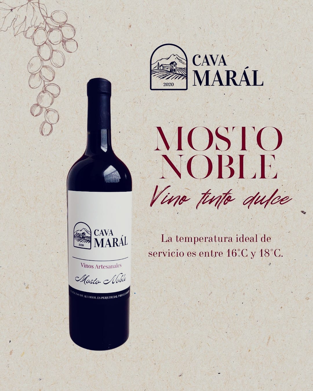 Vino Tinto Dulce Artesanal. 750ml.